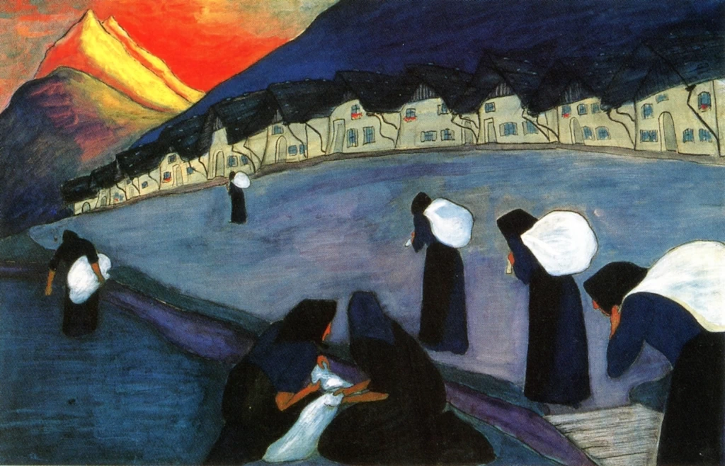 Donne in nero con sacchi